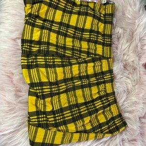 Boohoo Plus Yellow and Black Plaid Mini Skirt